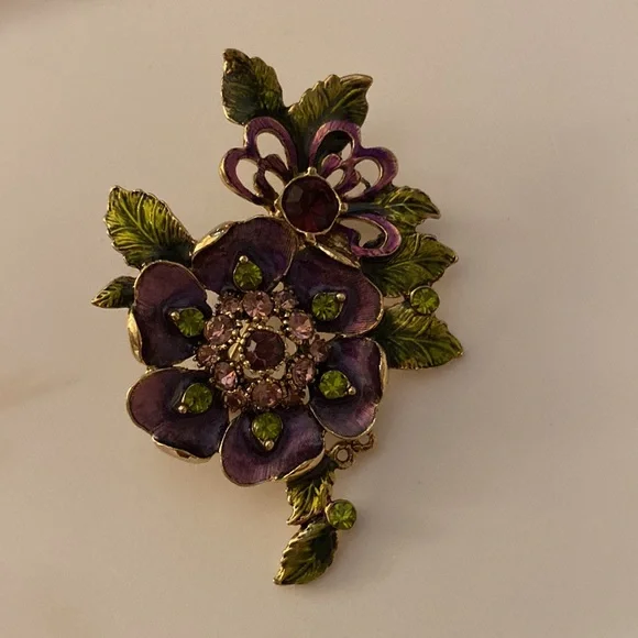 9 Vintage Floral Flower Themed Pins Brooches incl Sarah Coventry Avon Monet - Picture 8 of 16